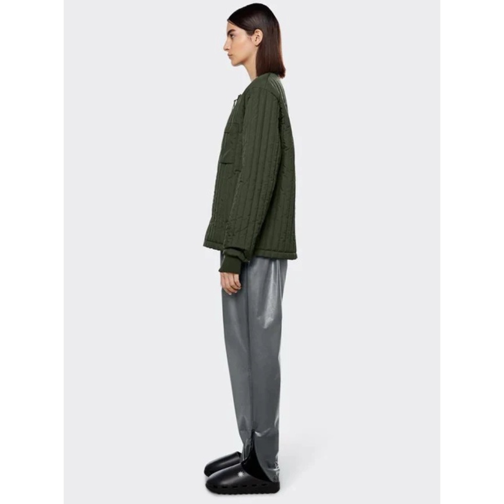 NWT RAINS Unisex Liner Jacket in Green Olive Size L - Picture 15 of 16